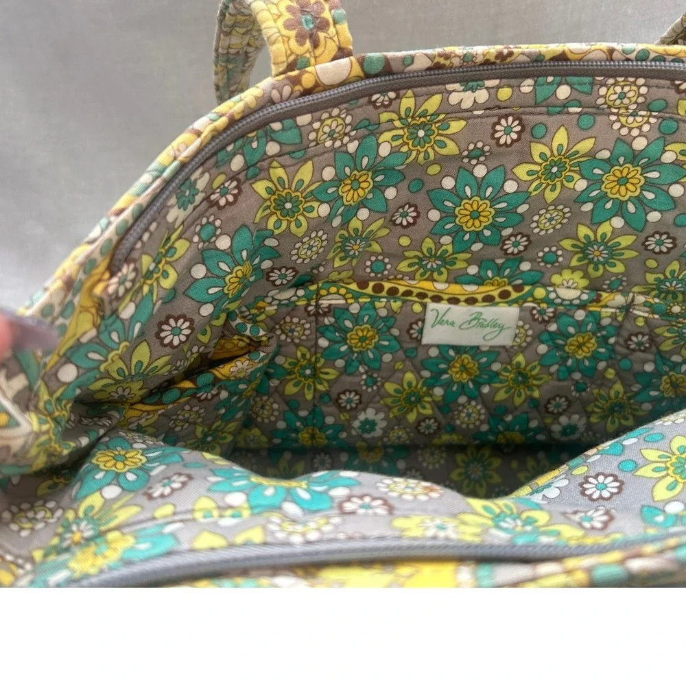 Vera Bradley Sun Valley Quilted Cotton‎ Tote Bag Yellow Teal Paisley Zip Top#480
